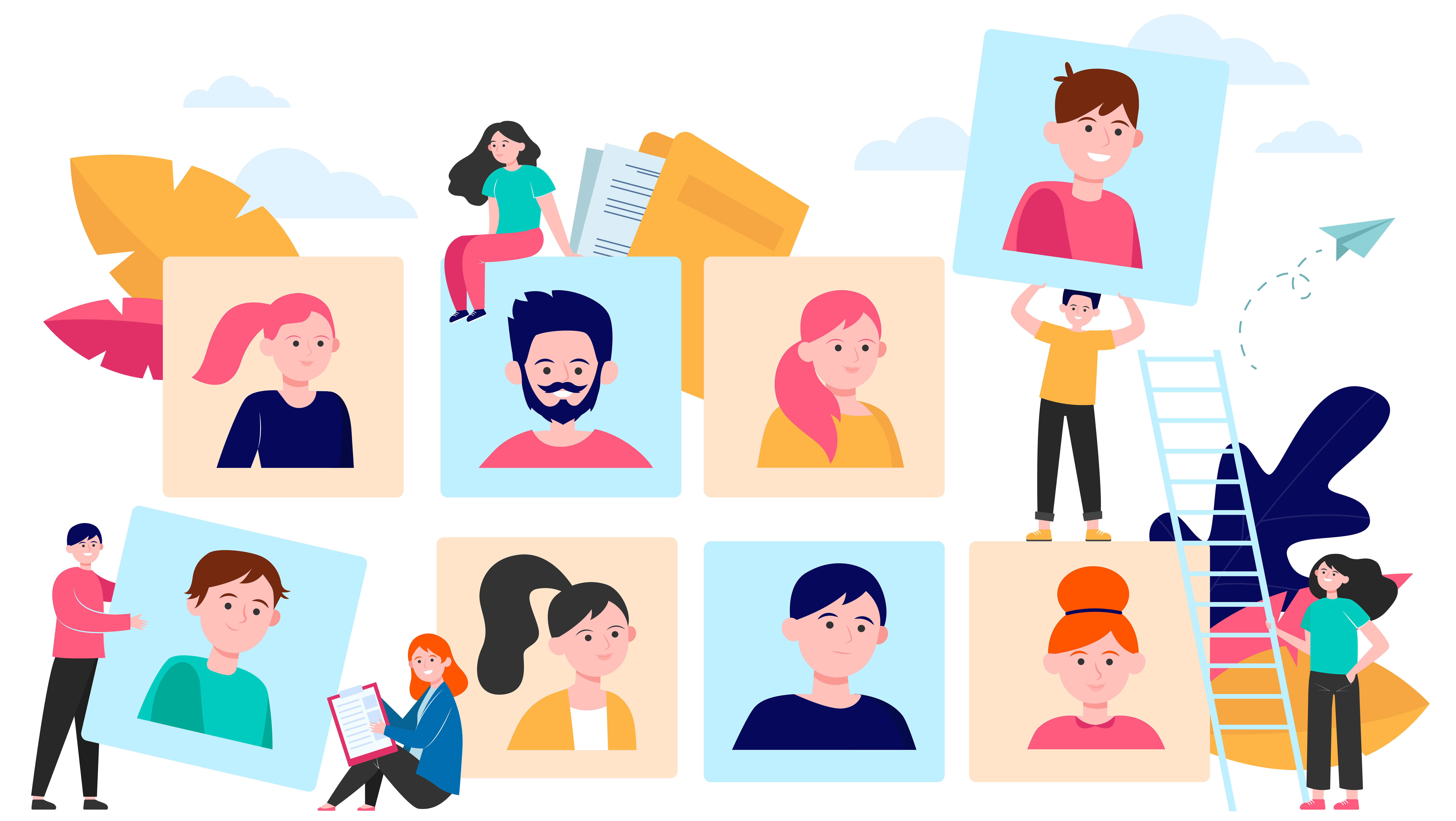 Talent choice concept. Employers looking for candidates for job interview. Managers working with customers. Vector illustration for recruit agency, career, audience topics